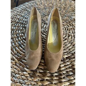Vintage CHARLES JOURDAN PARIS Suede Pumps, Tan, 6.5